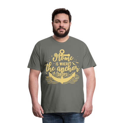 Männer Premium T-Shirt - Home is where the Anchor Drops - Asphalt