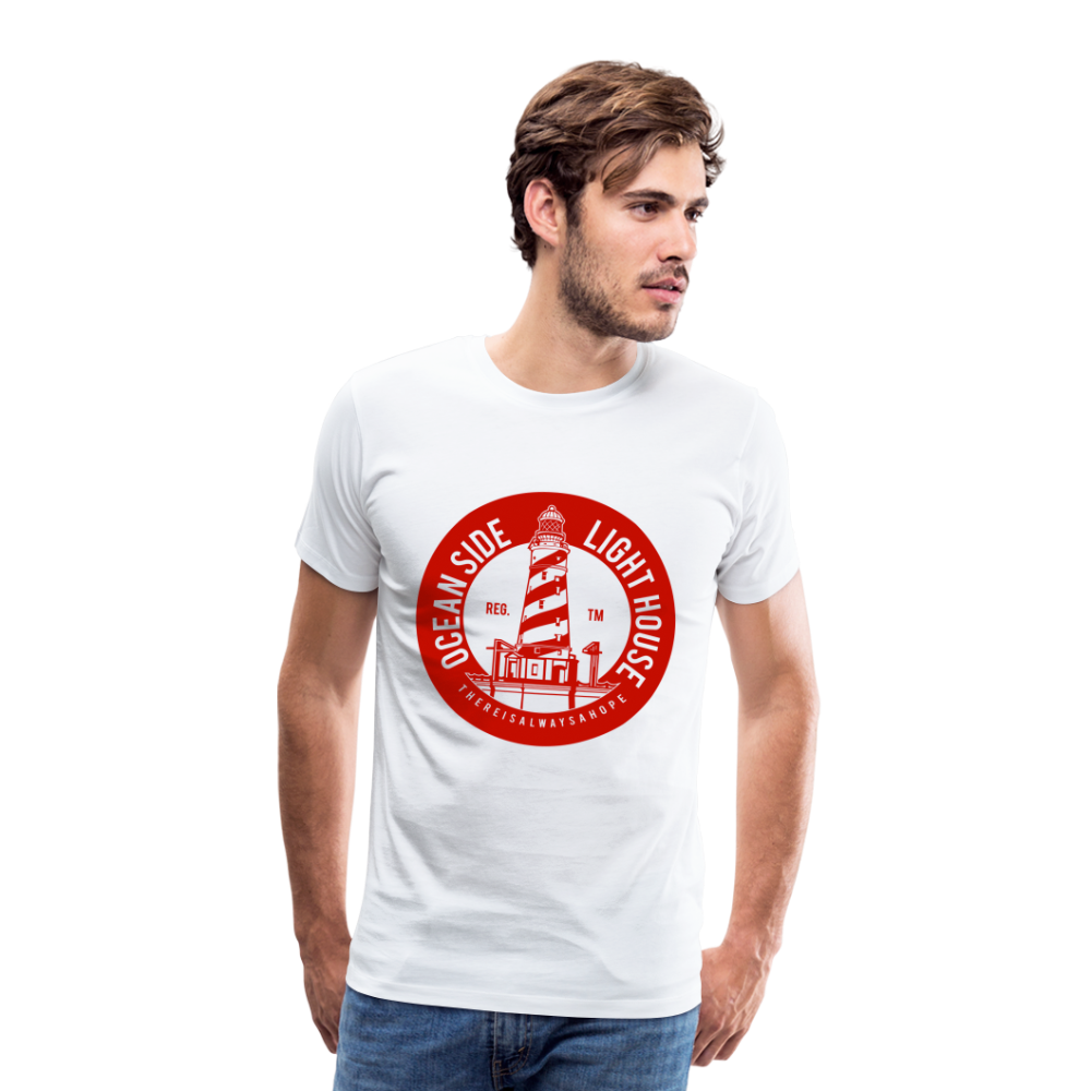 Männer Premium T-Shirt - Ocean Side Light House - Leuchtturm Design - weiß