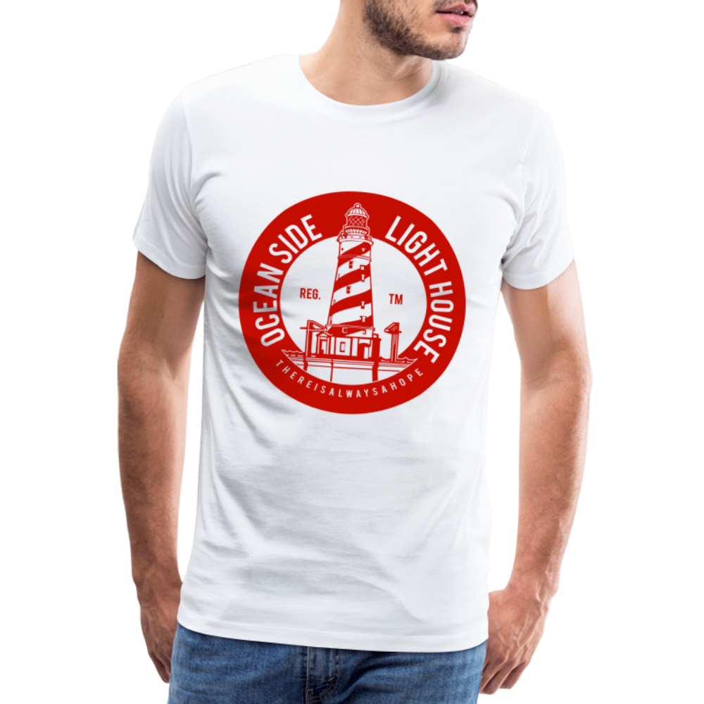 Männer Premium T-Shirt - Ocean Side Light House - Leuchtturm Design - weiß