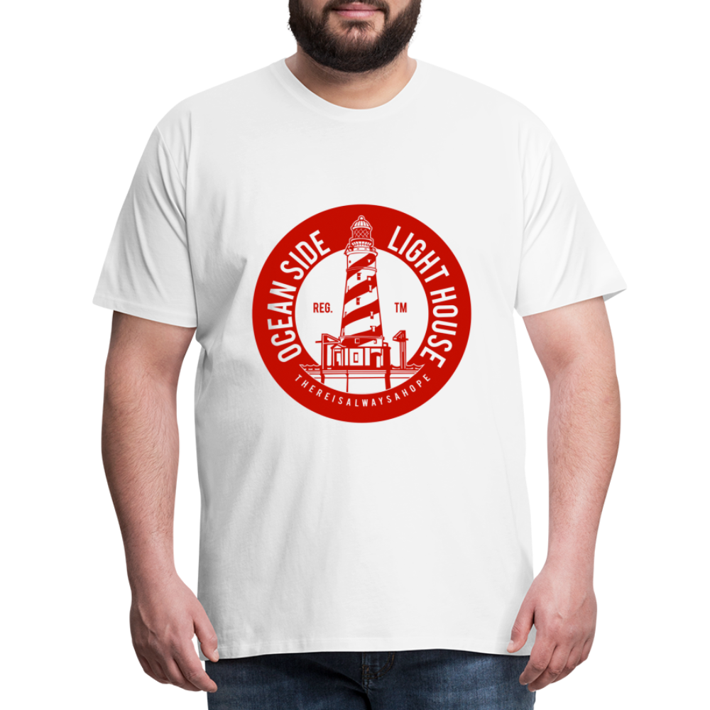 Männer Premium T-Shirt - Ocean Side Light House - Leuchtturm Design - weiß