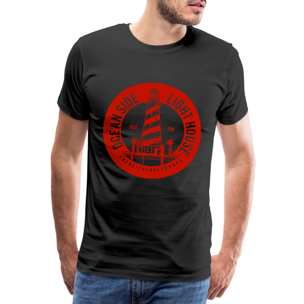 Männer Premium T-Shirt - Ocean Side Light House - Leuchtturm Design - Schwarz