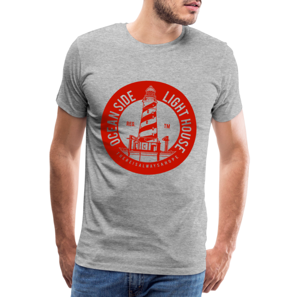 Männer Premium T-Shirt - Ocean Side Light House - Leuchtturm Design - Grau meliert