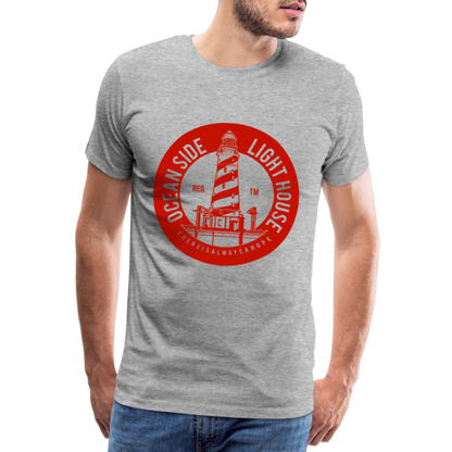 Männer Premium T-Shirt - Ocean Side Light House - Leuchtturm Design - Grau meliert