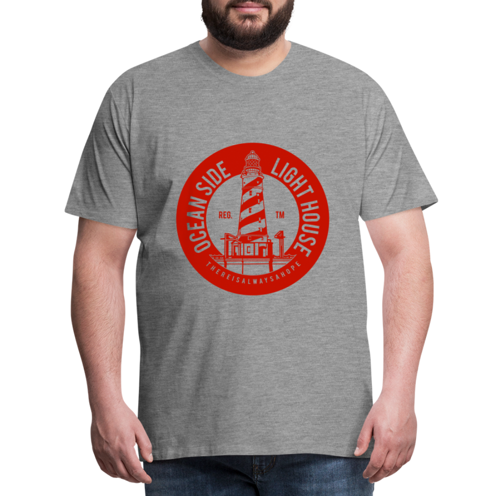 Männer Premium T-Shirt - Ocean Side Light House - Leuchtturm Design - Grau meliert