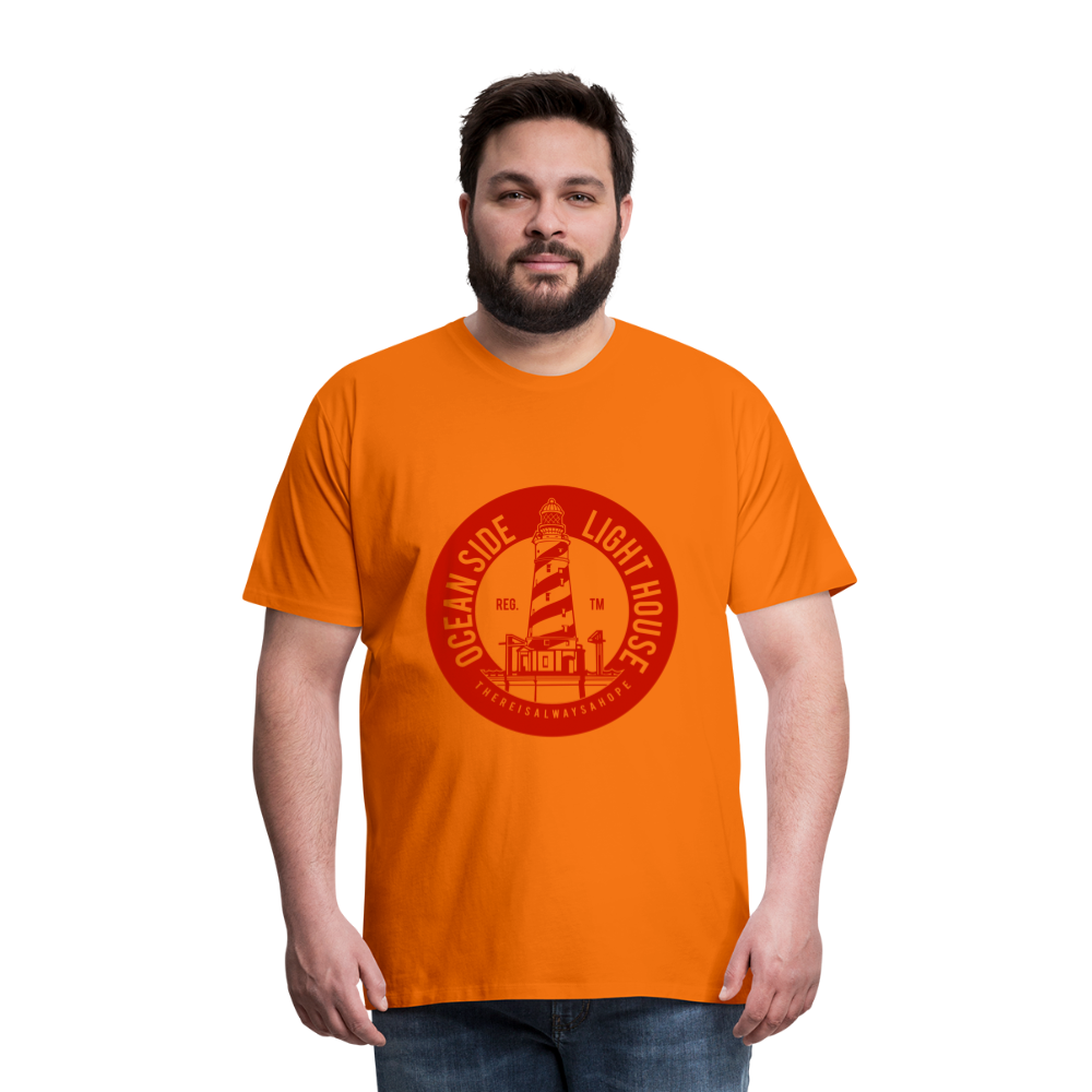 Männer Premium T-Shirt - Ocean Side Light House - Leuchtturm Design - Orange