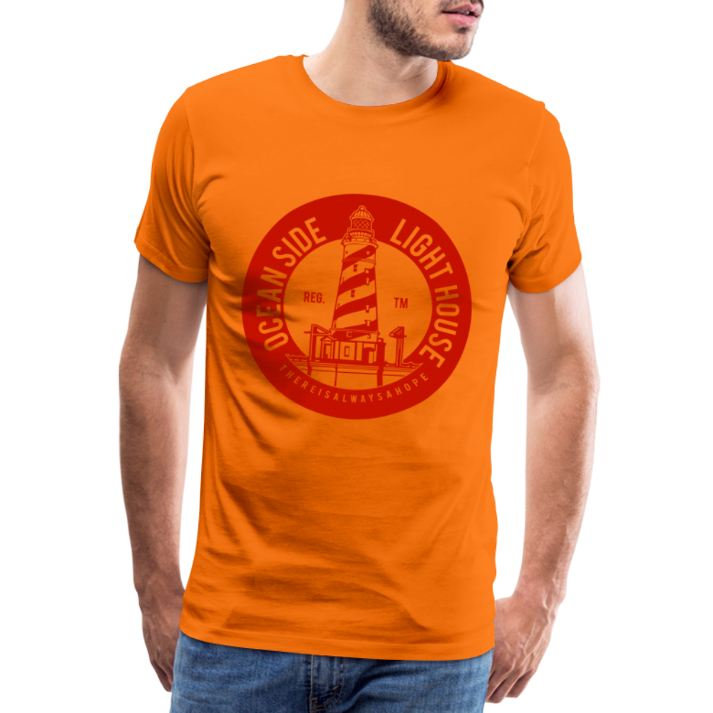 Männer Premium T-Shirt - Ocean Side Light House - Leuchtturm Design - Orange