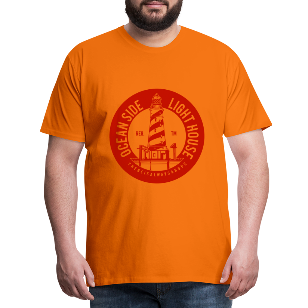 Männer Premium T-Shirt - Ocean Side Light House - Leuchtturm Design - Orange