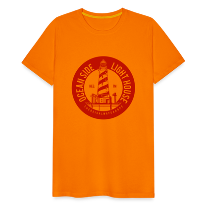 Männer Premium T-Shirt - Ocean Side Light House - Leuchtturm Design - Orange