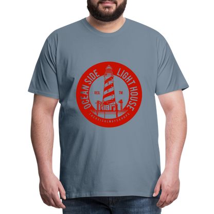 Männer Premium T-Shirt - Ocean Side Light House - Leuchtturm Design - Blaugrau