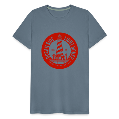 Männer Premium T-Shirt - Ocean Side Light House - Leuchtturm Design - Blaugrau