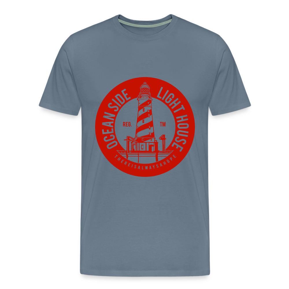 Männer Premium T-Shirt - Ocean Side Light House - Leuchtturm Design - Blaugrau