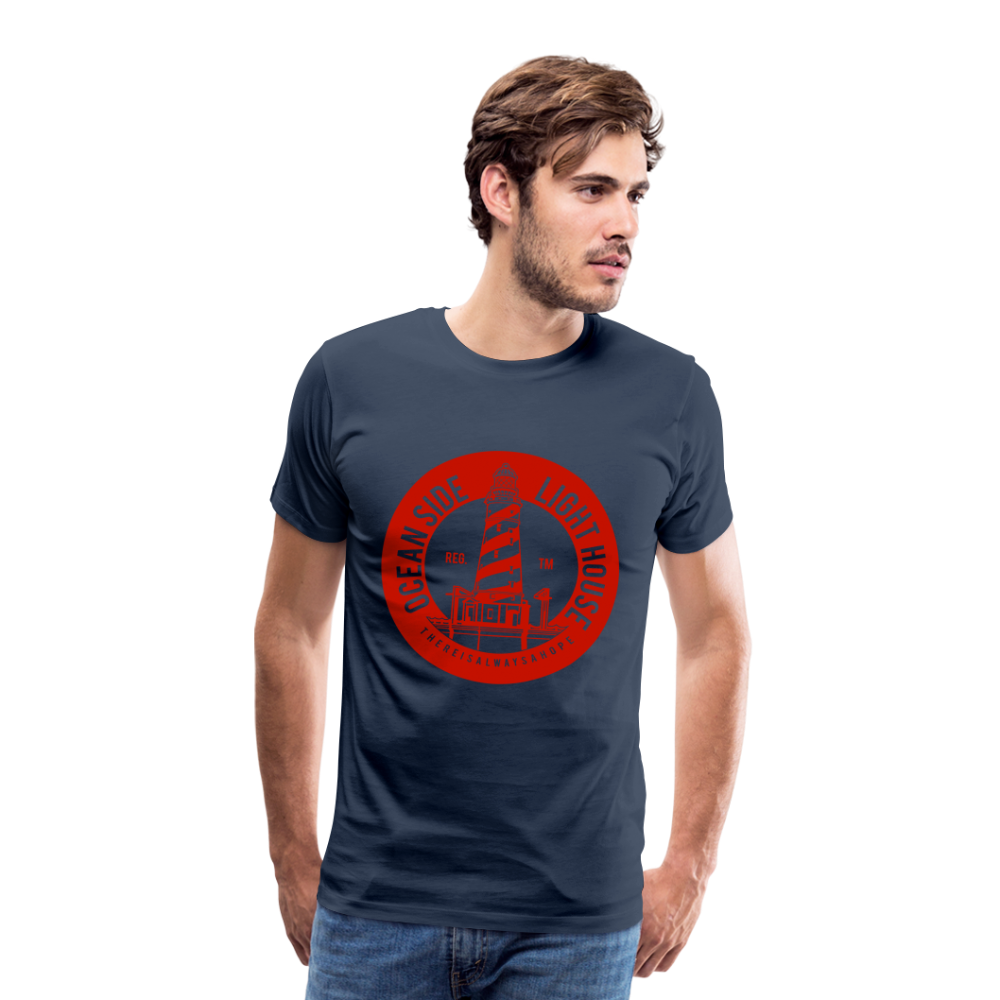 Männer Premium T-Shirt - Ocean Side Light House - Leuchtturm Design - Navy