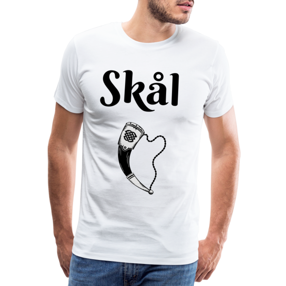 Männer Premium T-Shirt Skål Design mit Wikingerhorn - weiß