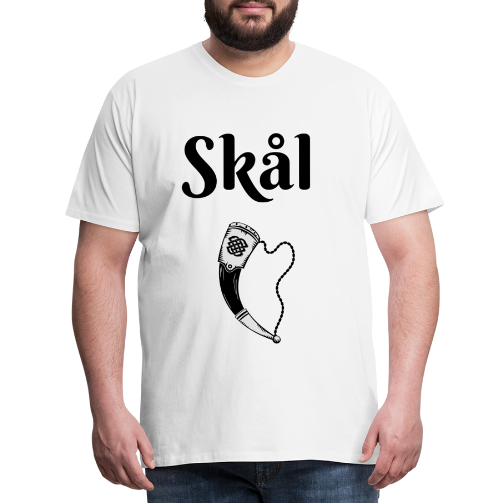 Männer Premium T-Shirt Skål Design mit Wikingerhorn - weiß