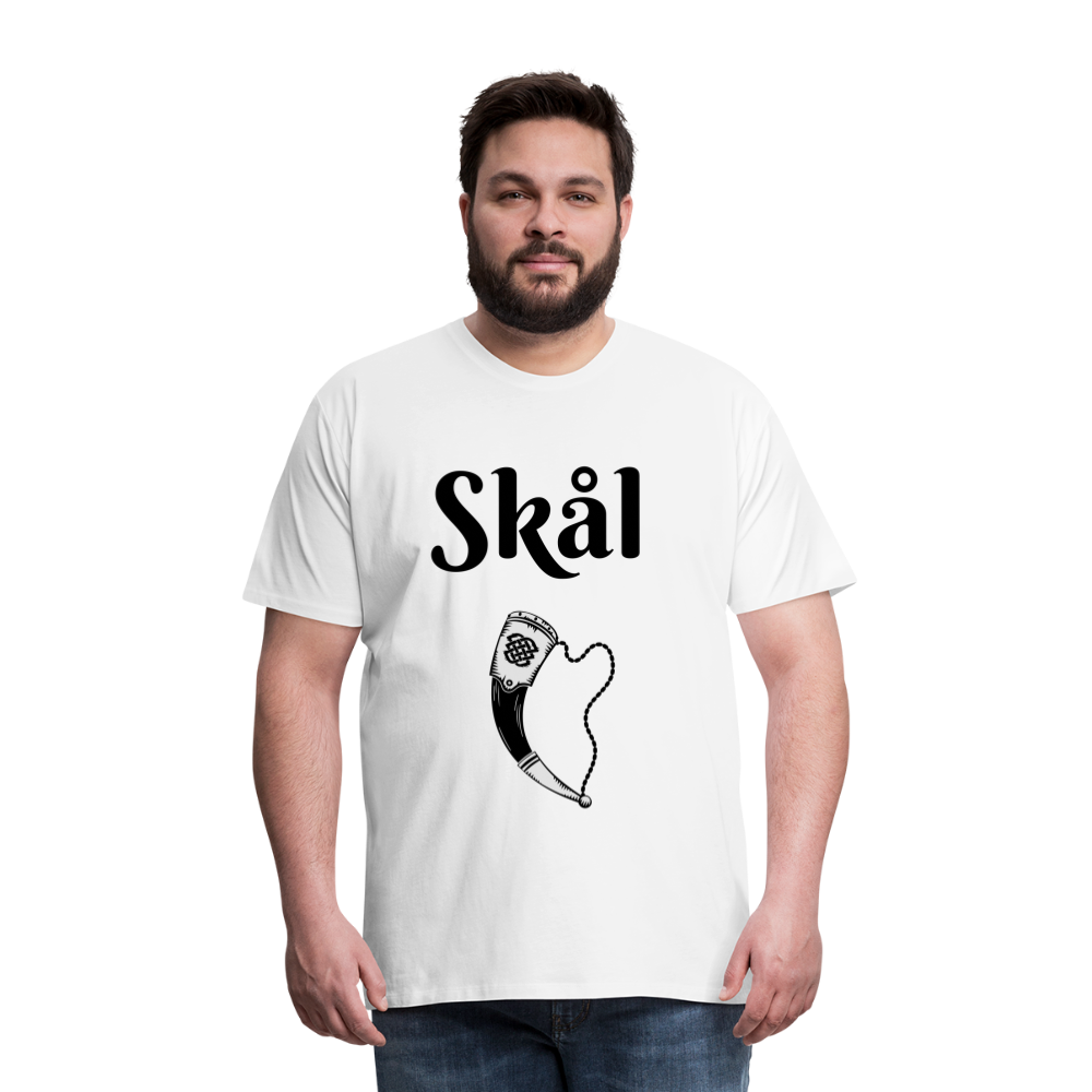 Männer Premium T-Shirt Skål Design mit Wikingerhorn - weiß