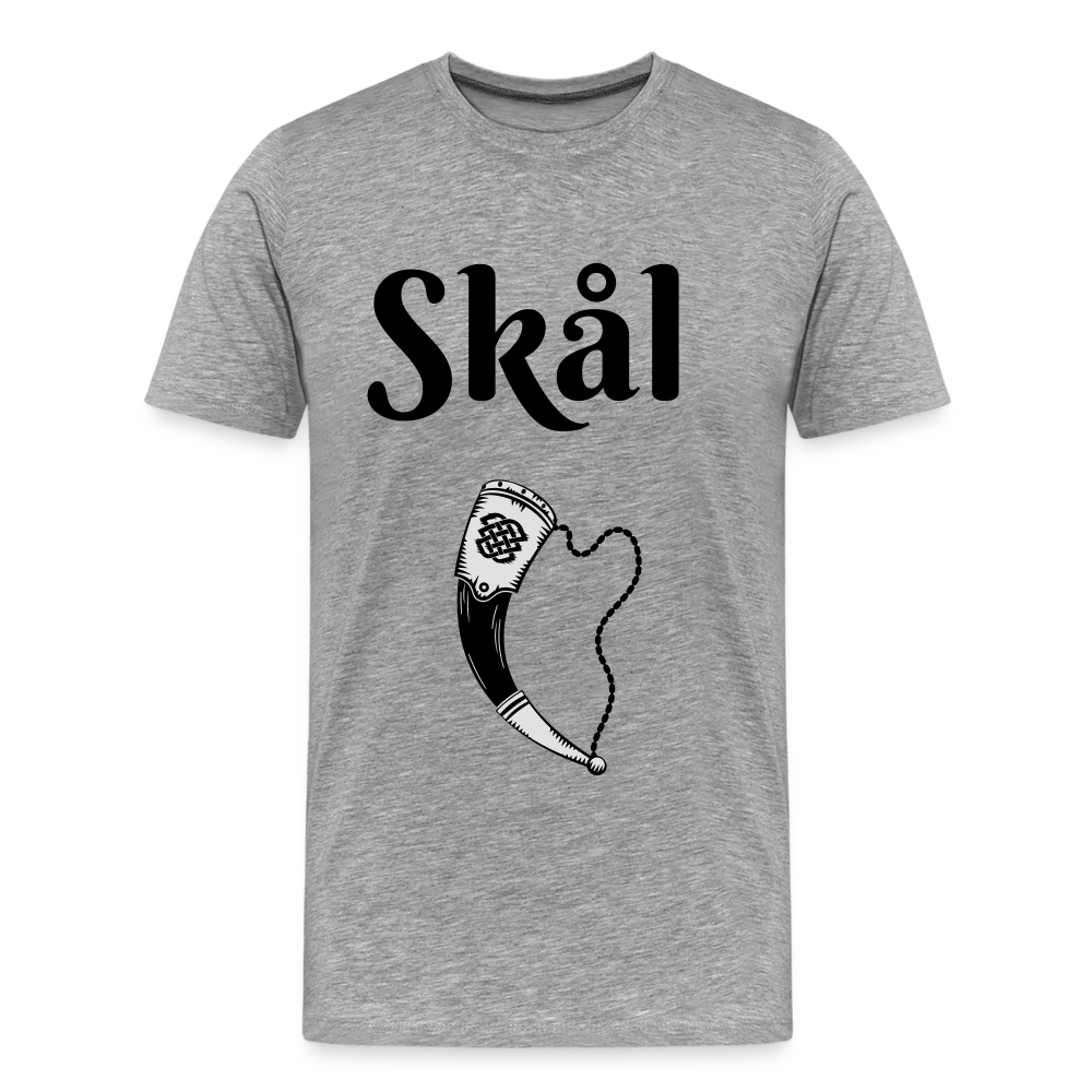 Männer Premium T-Shirt Skål Design mit Wikingerhorn - Grau meliert