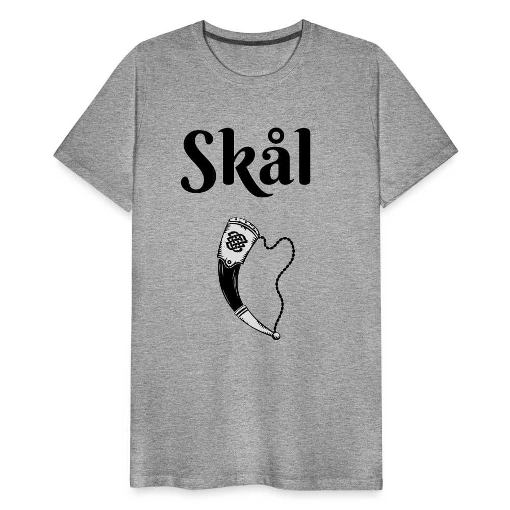 Männer Premium T-Shirt Skål Design mit Wikingerhorn - Grau meliert