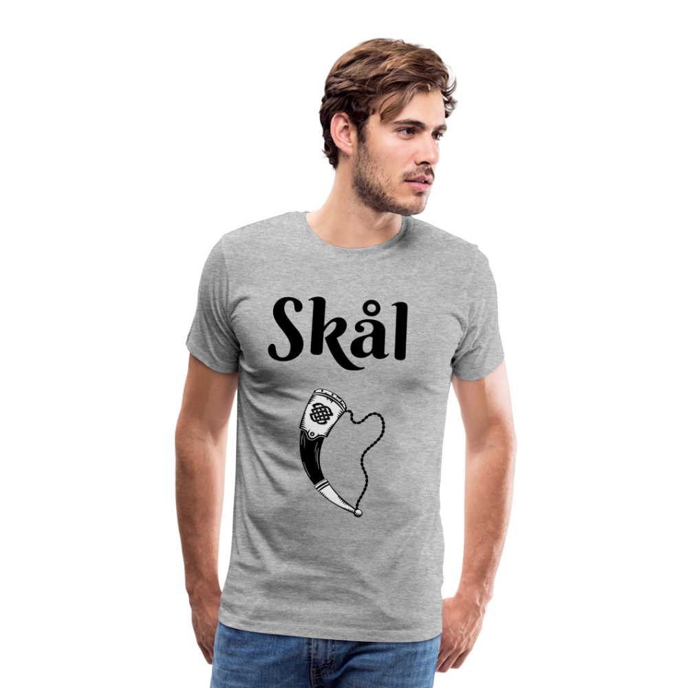 Männer Premium T-Shirt Skål Design mit Wikingerhorn - Grau meliert