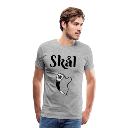 Männer Premium T-Shirt Skål Design mit Wikingerhorn - Grau meliert