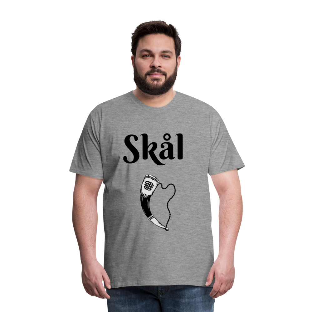 Männer Premium T-Shirt Skål Design mit Wikingerhorn - Grau meliert