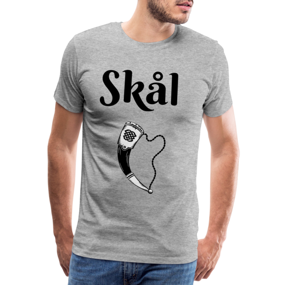 Männer Premium T-Shirt Skål Design mit Wikingerhorn - Grau meliert