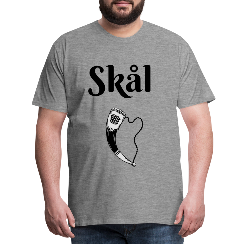 Männer Premium T-Shirt Skål Design mit Wikingerhorn - Grau meliert