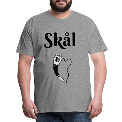 Männer Premium T-Shirt Skål Design mit Wikingerhorn - Grau meliert