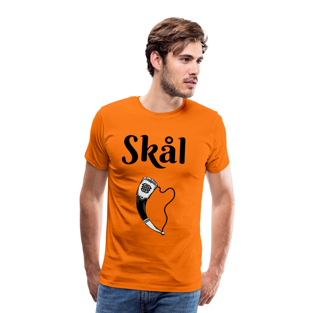 Männer Premium T-Shirt Skål Design mit Wikingerhorn - Orange