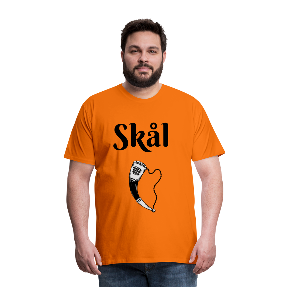 Männer Premium T-Shirt Skål Design mit Wikingerhorn - Orange