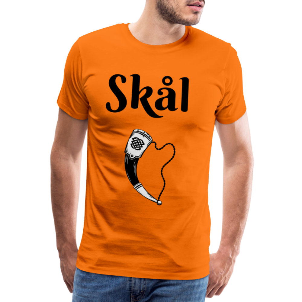 Männer Premium T-Shirt Skål Design mit Wikingerhorn - Orange