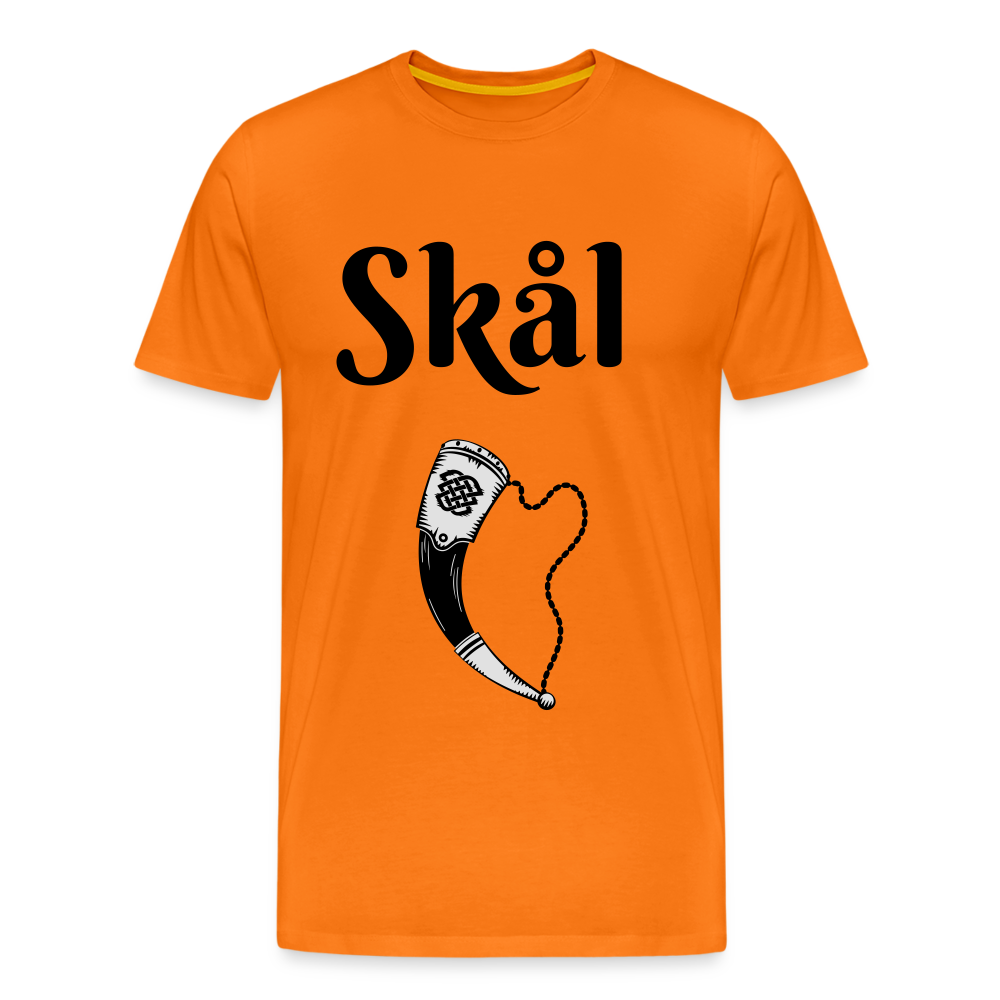 Männer Premium T-Shirt Skål Design mit Wikingerhorn - Orange