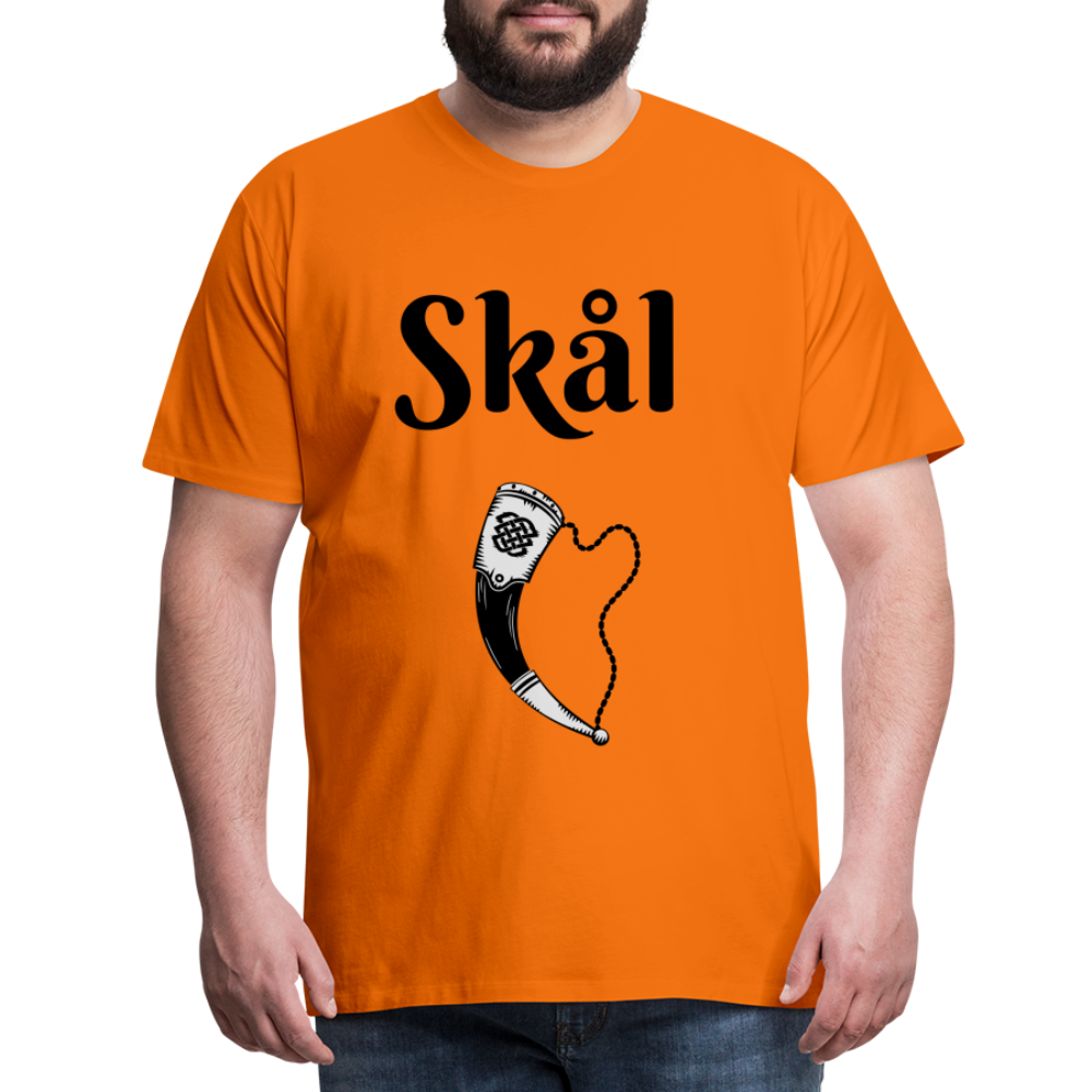 Männer Premium T-Shirt Skål Design mit Wikingerhorn - Orange