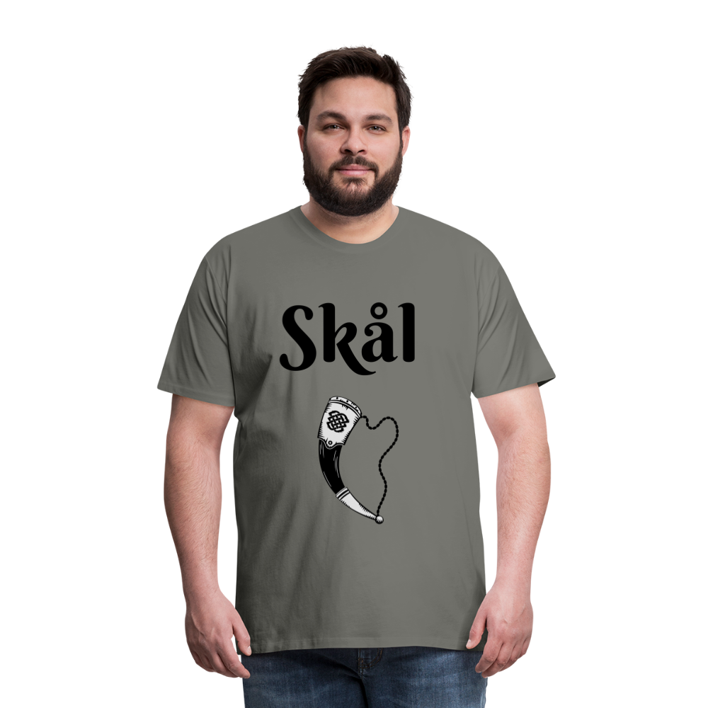 Männer Premium T-Shirt Skål Design mit Wikingerhorn - Asphalt