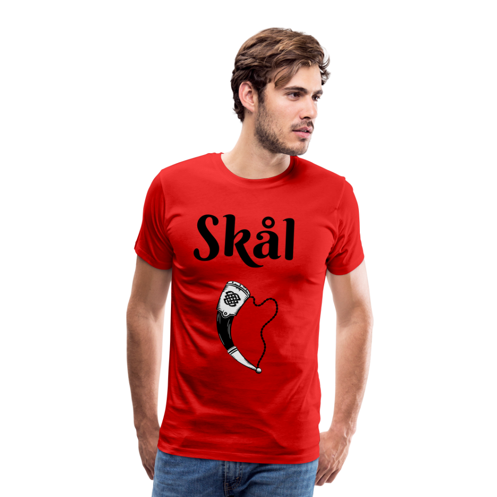 Männer Premium T-Shirt Skål Design mit Wikingerhorn - Rot