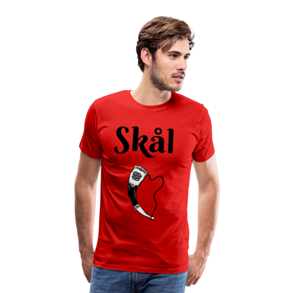 Männer Premium T-Shirt Skål Design mit Wikingerhorn - Rot