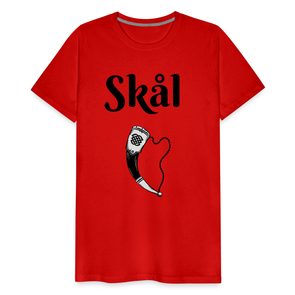 Männer Premium T-Shirt Skål Design mit Wikingerhorn - Rot