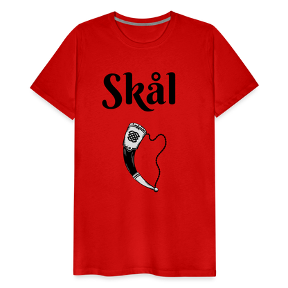 Männer Premium T-Shirt Skål Design mit Wikingerhorn - Rot