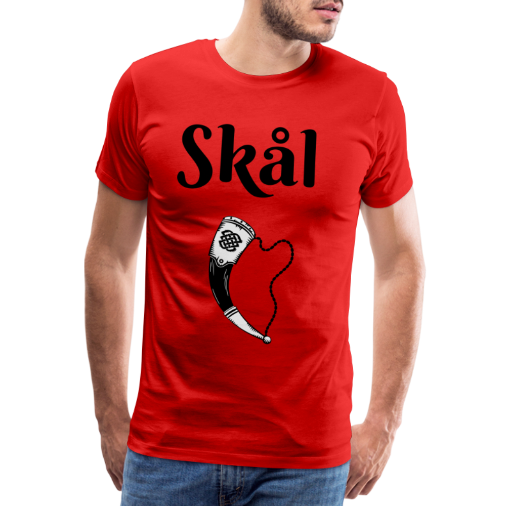 Männer Premium T-Shirt Skål Design mit Wikingerhorn - Rot