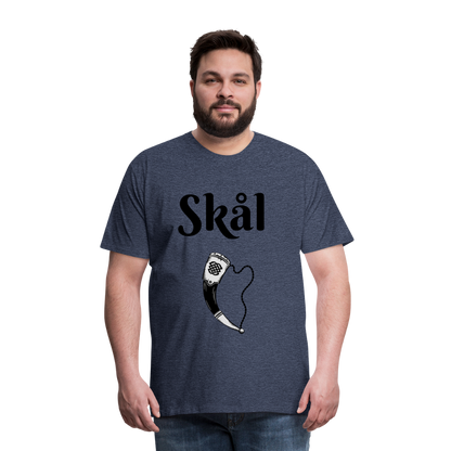 Männer Premium T-Shirt Skål Design mit Wikingerhorn - Blau meliert