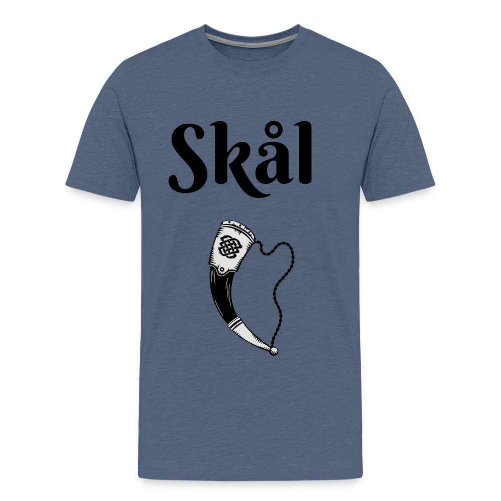 Männer Premium T-Shirt Skål Design mit Wikingerhorn - Blau meliert