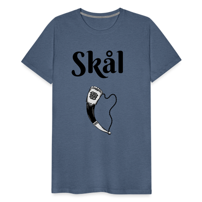 Männer Premium T-Shirt Skål Design mit Wikingerhorn - Blau meliert