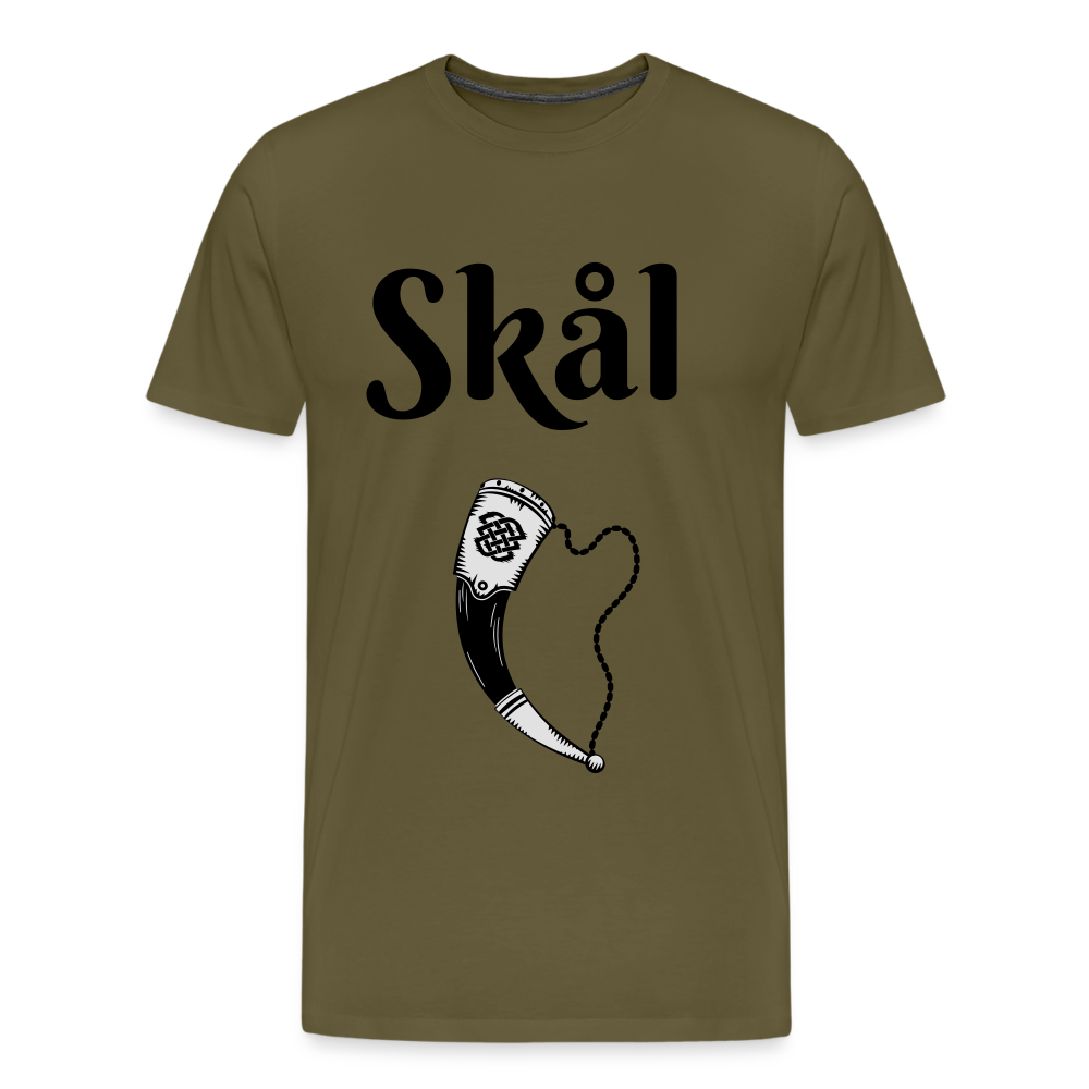 Männer Premium T-Shirt Skål Design mit Wikingerhorn - Khaki