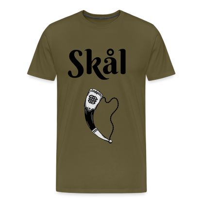 Männer Premium T-Shirt Skål Design mit Wikingerhorn - Khaki