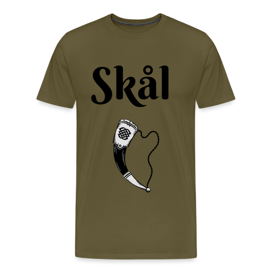 Männer Premium T-Shirt Skål Design mit Wikingerhorn - Khaki