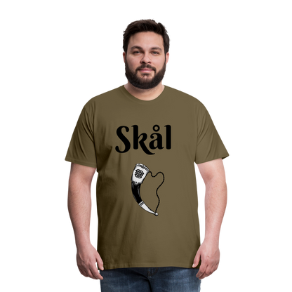 Männer Premium T-Shirt Skål Design mit Wikingerhorn - Khaki