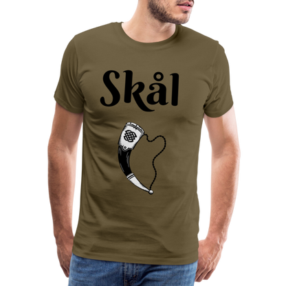 Männer Premium T-Shirt Skål Design mit Wikingerhorn - Khaki