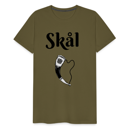 Männer Premium T-Shirt Skål Design mit Wikingerhorn - Khaki