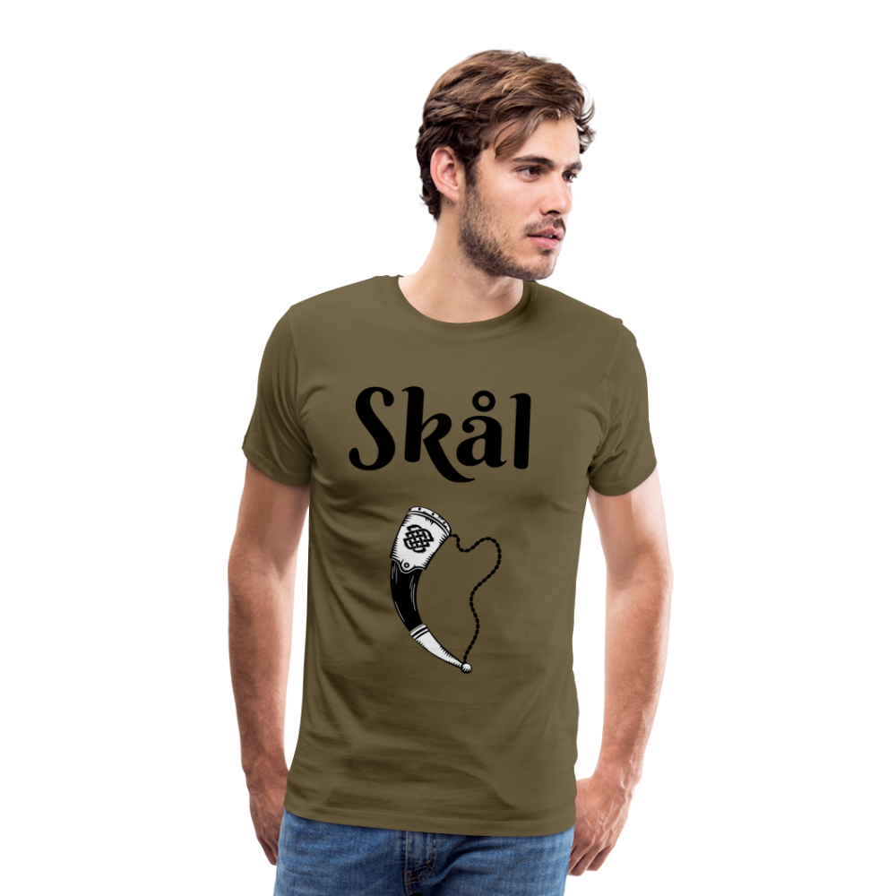 Männer Premium T-Shirt Skål Design mit Wikingerhorn - Khaki