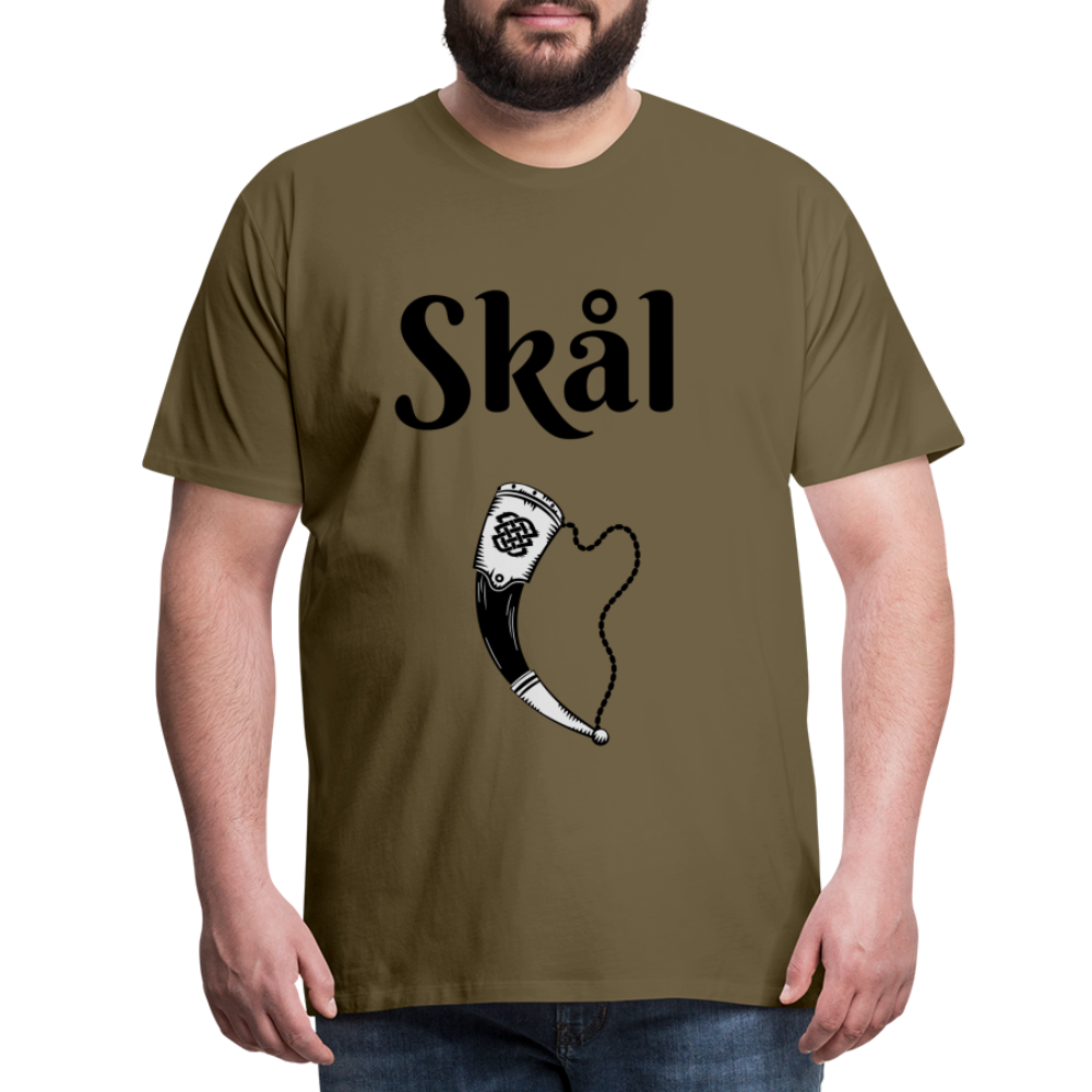 Männer Premium T-Shirt Skål Design mit Wikingerhorn - Khaki