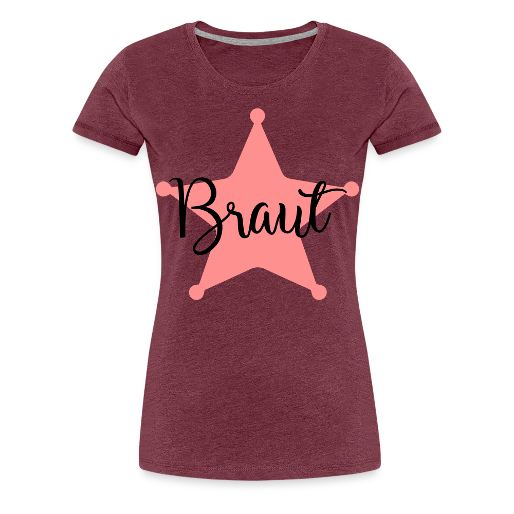 Frauen Premium T-Shirt - JGA T-Shirt für die Braut - Bordeauxrot meliert